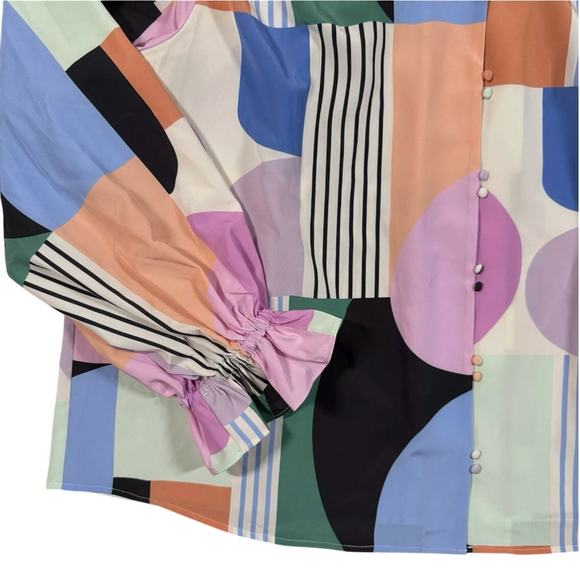 $182 CROSBY by Mollie Burch NELL Balloon Sleeve Button Front Shirt | XXL Multi - Picture 3 of 6